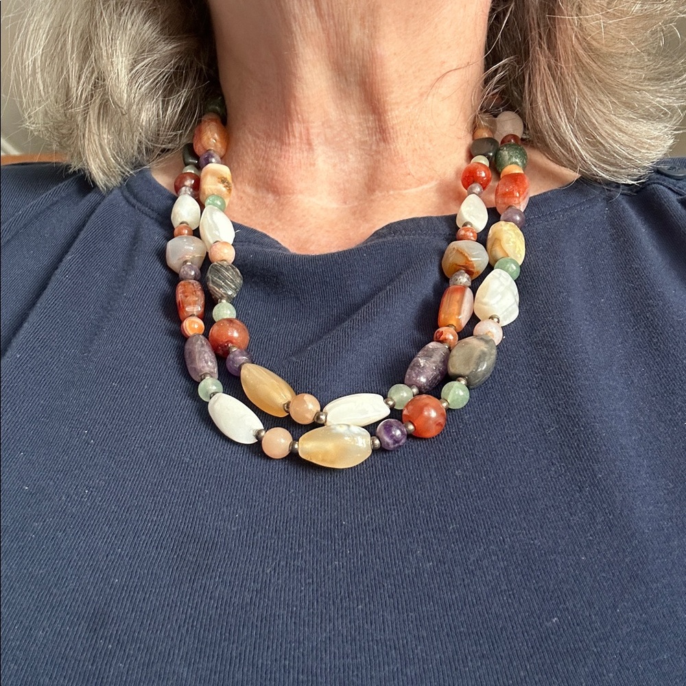 Multicolor Semi Precious stone Beaded Necklace